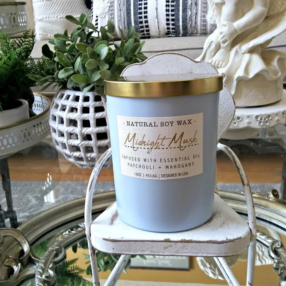 NEW NATURAL Soy WAX Midnight Musk Large 2 WICK CANDLE